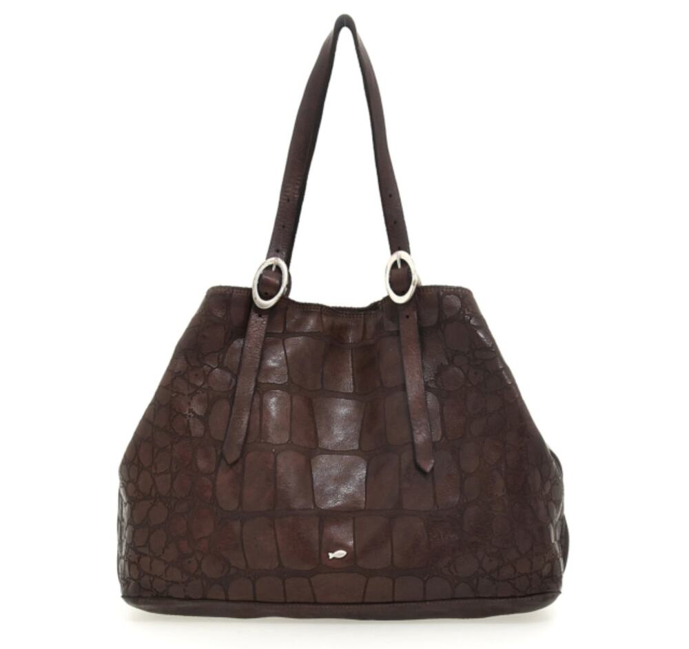 Campomaggi Centaurus in Crocodile Print Laser-Embossed Brown Leather